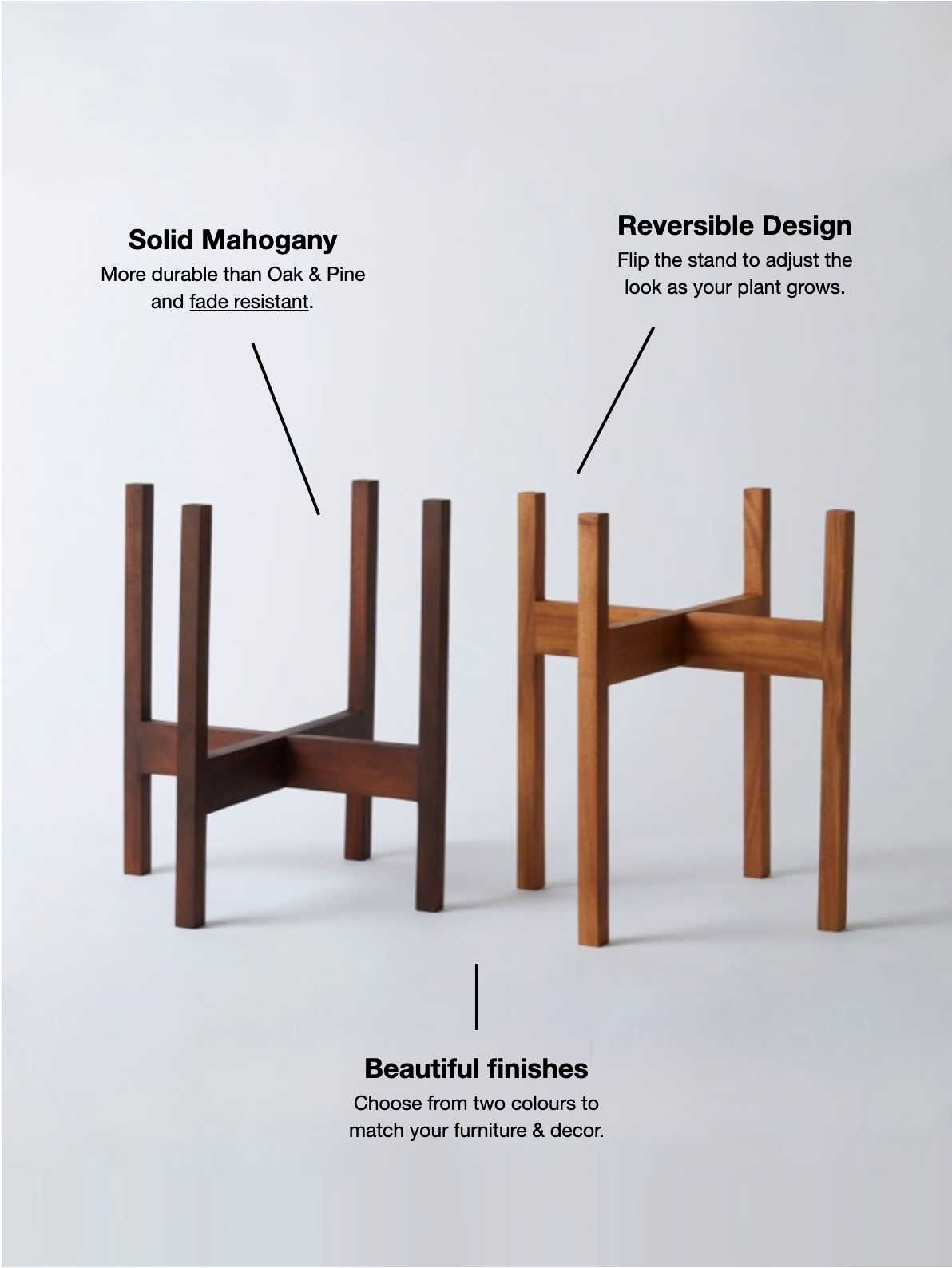 Tobago Mahogany Plant Stand, XL 11" (Multiple Colours)