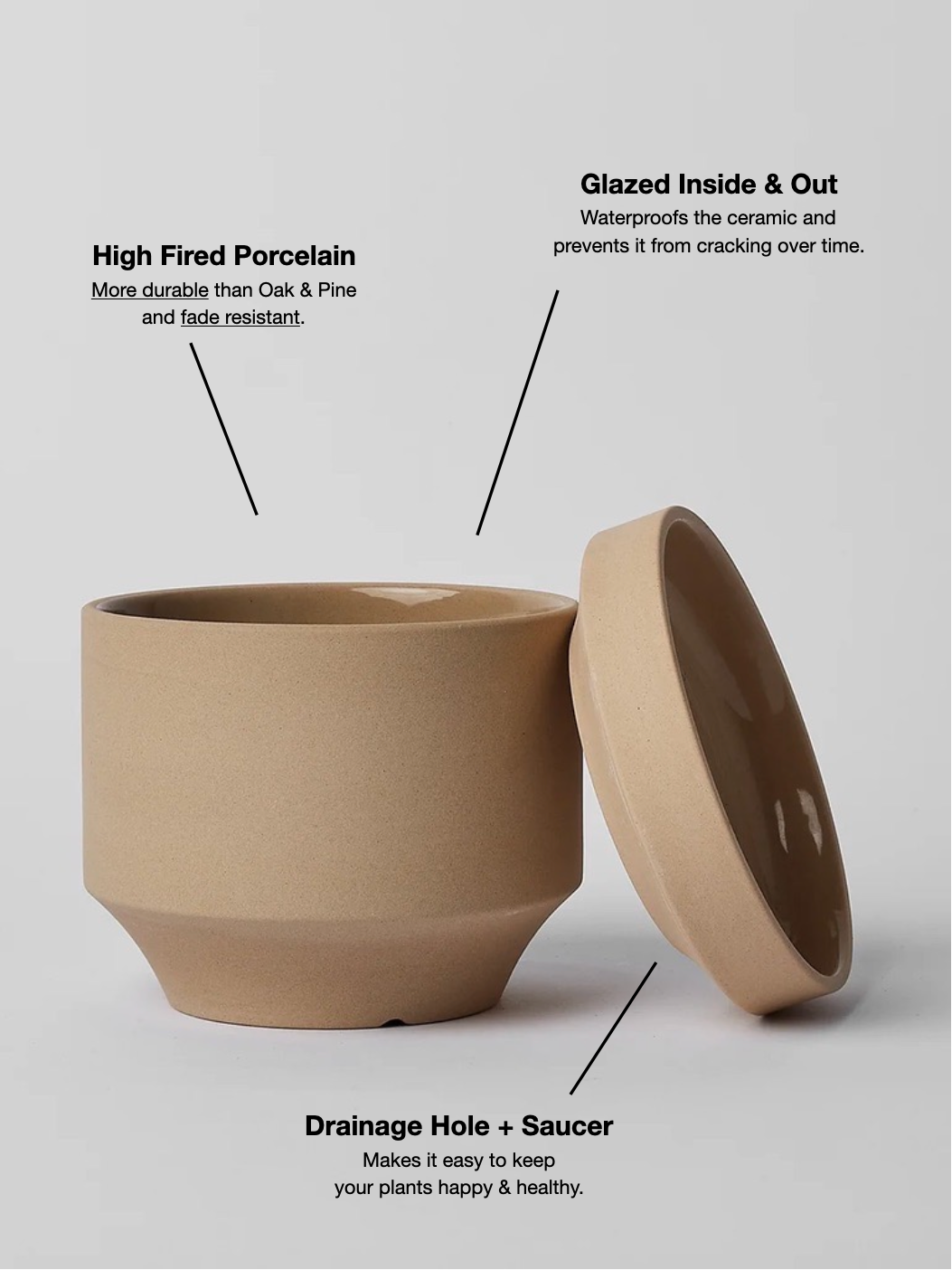 Round Two Ceramic Pot, Small 4" (Multiple Colours)